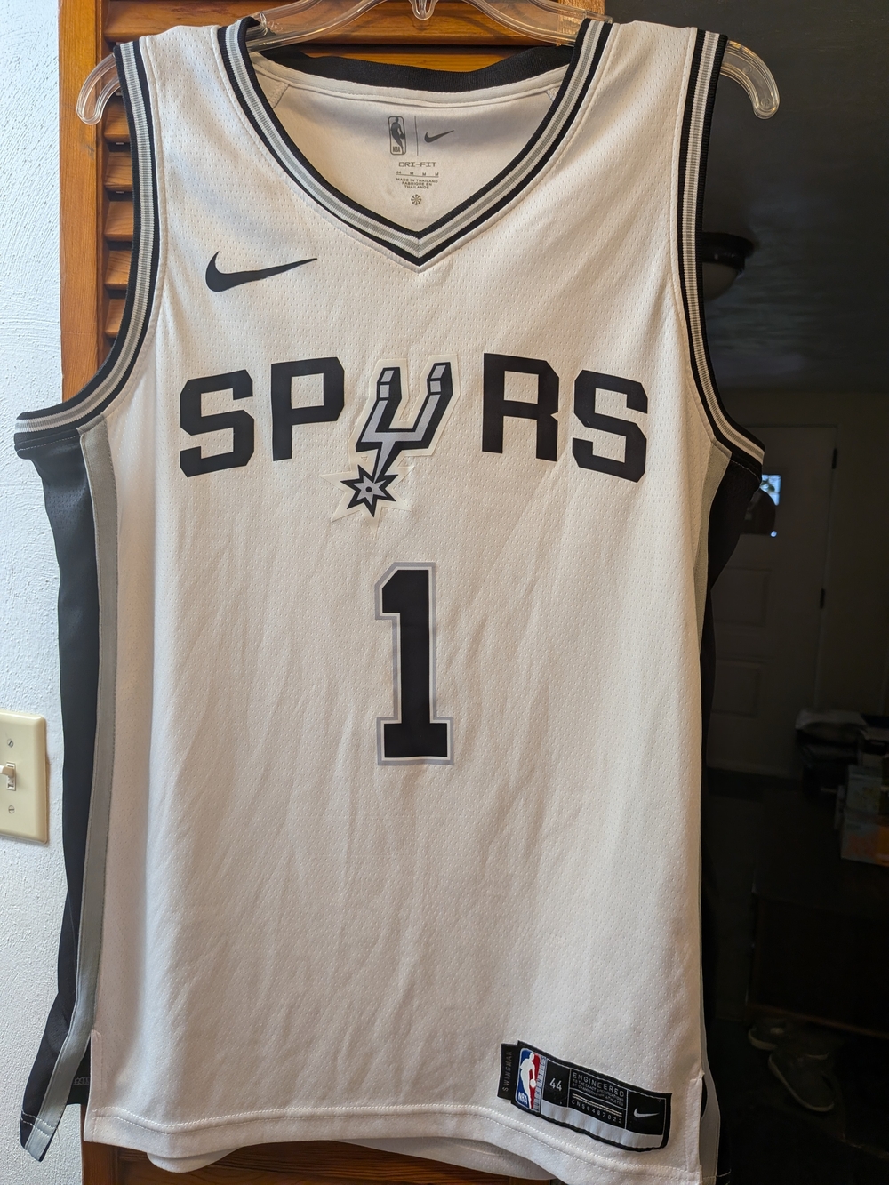 Nike White and Black San Antonio Spurs #1 Basketball Jersey